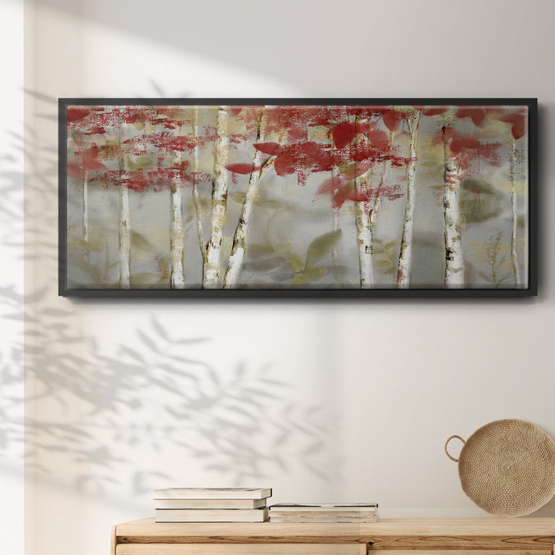 Forêt d'automne - reproduction de cadre flottant sur toile, H 24 po x l 60 po x P 1,5 po, Noir