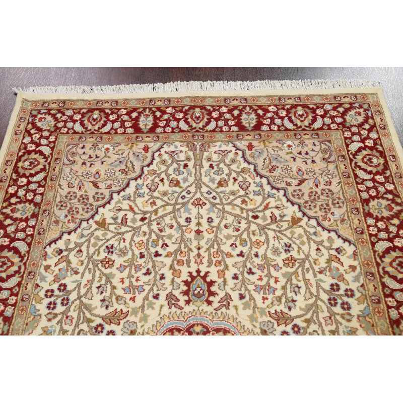 Tapis unique ivoire noué à la main nouvel âge 5 pi 1 po x 8 pi 3 po Lybertie