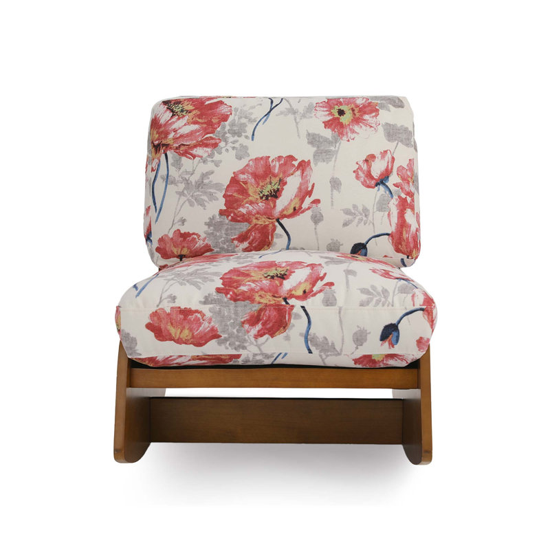 Solid Wood Rocking Chair, Pattern White