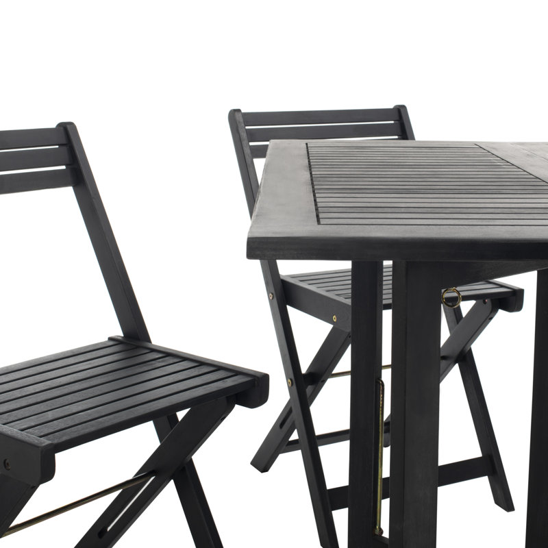 Laoise 4 - Person Acacia Wood Patio Dining Set with Rectangular Table, Black