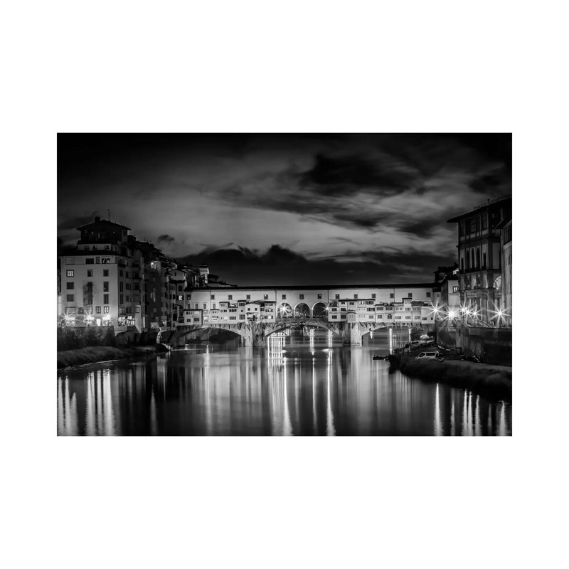 Florence Ponte Vecchio At Night by Melanie Viola - Wrapped Canvas Print, 30.48 cm H x 45.72 cm W