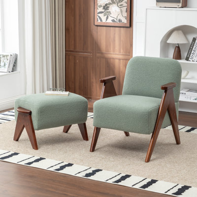 Bryonie Upholstered Armchair With Ottoman