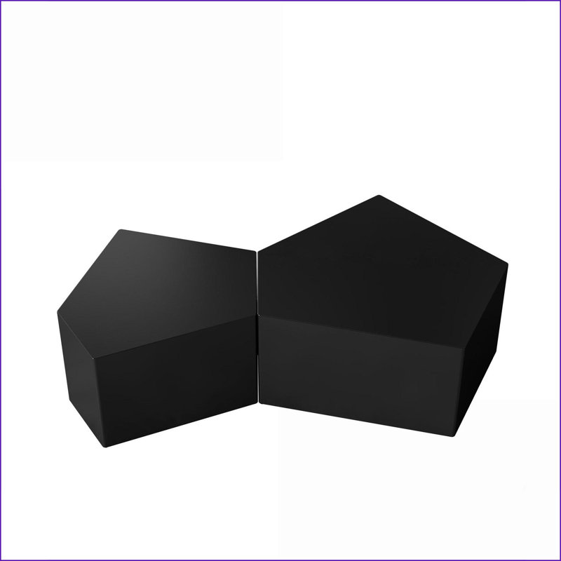 Ensemble de tables basses noires à motif géométrique irrégulier Pentagon, peu encombrant, facile à nettoyer, sans assemblage