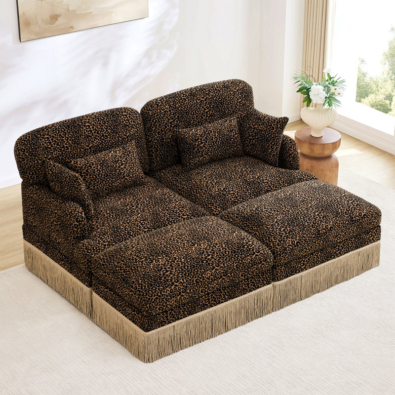Canapé Comfy Chenille Leopard, Brun