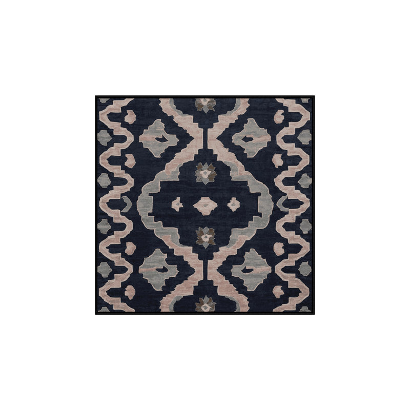 Machine Washable Gray Area Rug, Square 3'