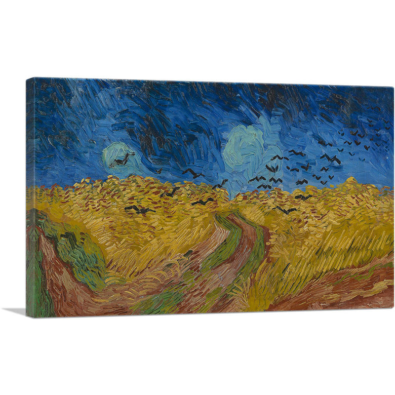 Champ de blé avec corbeaux - impression, H 26 po x l 40 po x P 0,75 po