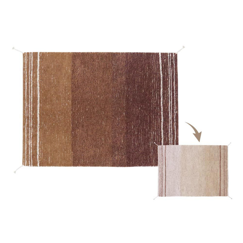 Reversible Washable Rug Twin Toffee, Rectangle 5'7" x 8'