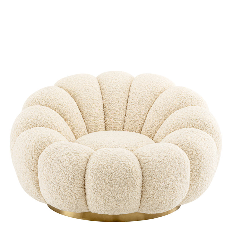 Mello Swivel Lounge Chair, Faux Shearling Polyester