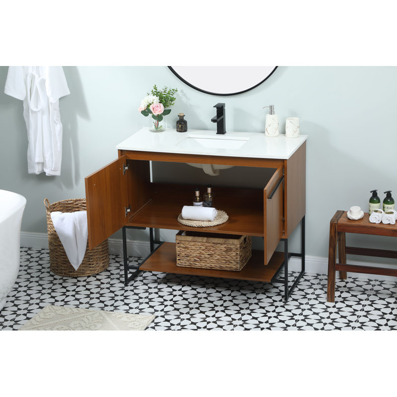 Ensemble de meuble-lavabo simple 40 po Rozell, Teck