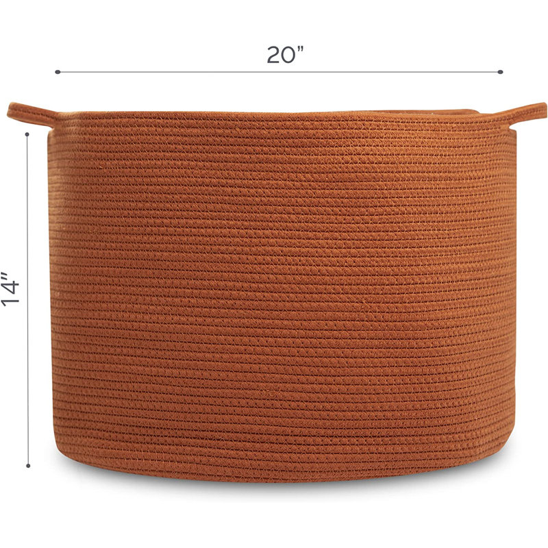Laundry Cotton Basket, Brown, 14" H x 20" W x 20" D