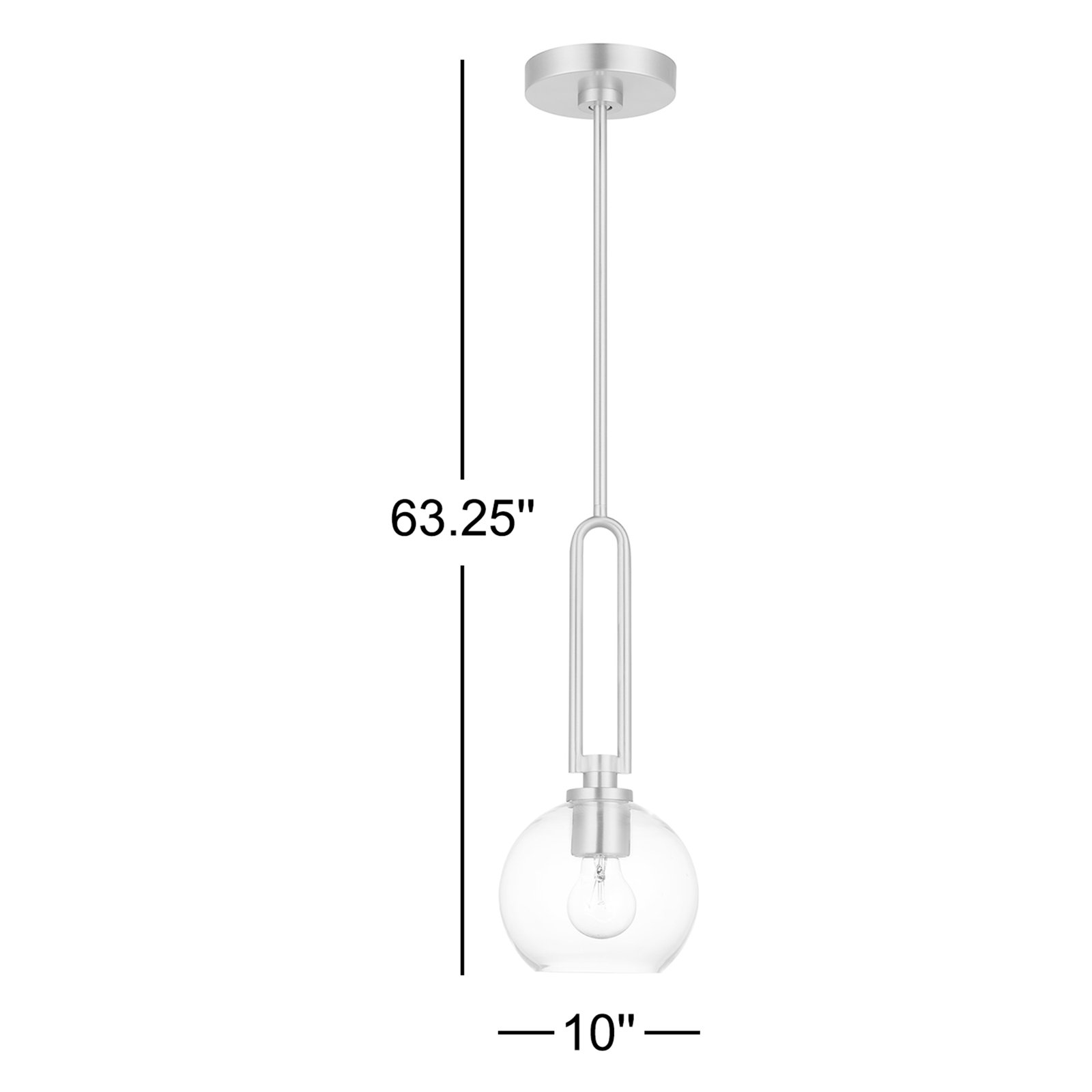Hermina Single Light Glass Dimmable Pendant, Brushed Nickel