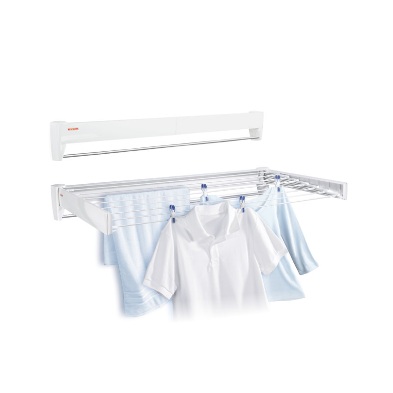Leifheit Telefix 100 Wall-Mounted Retractable Clothes Drying Rack with 8 Rods