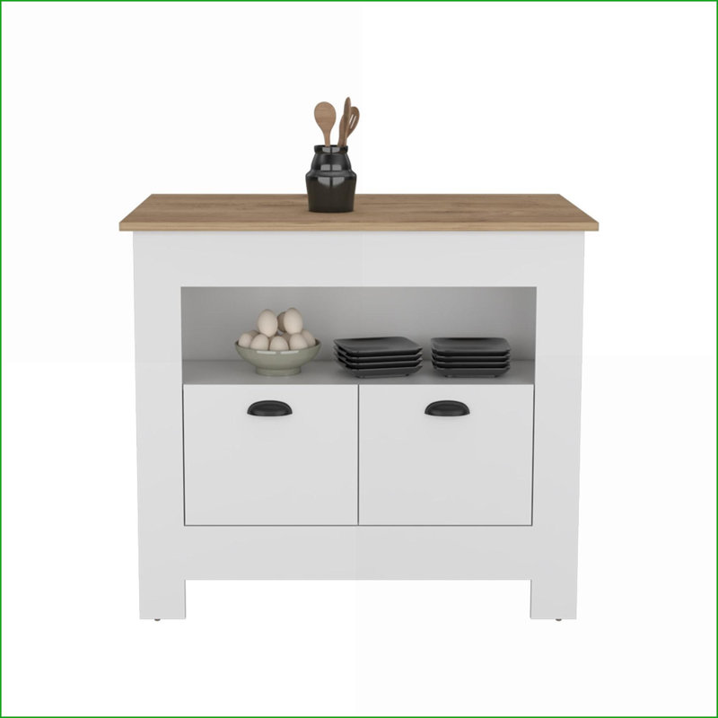 Îlot de cuisine avec rangement, 40,5 x 27,5 blanc cassé / brun noyer Genève | Bois d'ingénierie | Multicolore