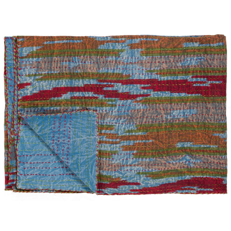 Kantha Quilted Throw Blanket