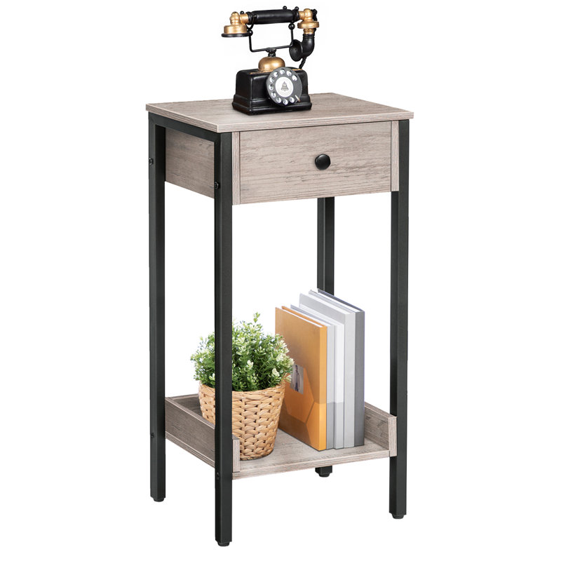 Table de chevet avec rangement Crellin, Gris / Noir