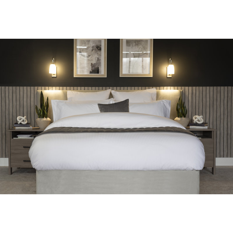 Soho Cotton Striped Duvet Cover Set with Pillowcases, Superking Duvet Cover Set + 2 Standard Pillowcases, White