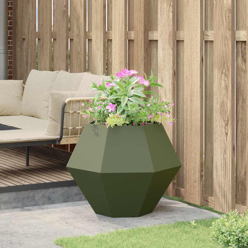  Planter Steel, Olive Green, 60cm H x 75cm W x 75cm D
