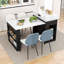Îlot de cuisine roulant extensible avec table rabattable, prise de courant encastrée et armoire vitrée-354927828-354927834
