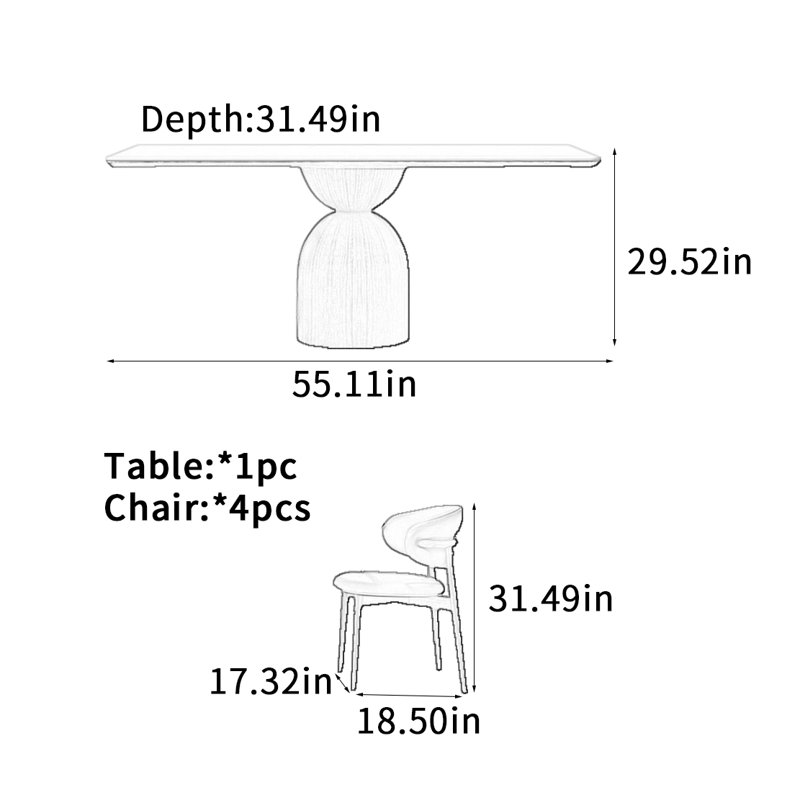 Table de salle à manger en bois massif de style médiéval, H 29,53 po x L 55,11 po x l 31,49 po