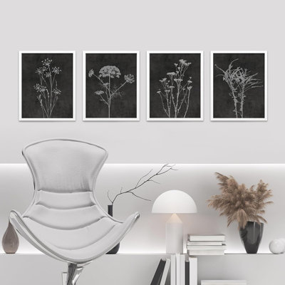 " Wildflower Floral Botanical " 4 - Pieces