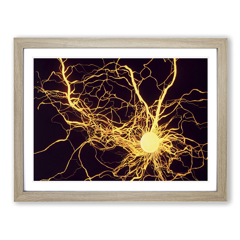 XH1022-3012X Electricity Vol.2 1 Piece Single Picture Frame Wall Art, 46cm H x 64cm W x 2cm D, Oak