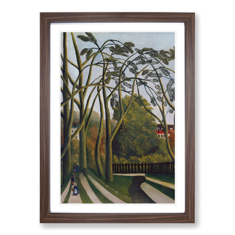 The Banks of the Bievre by Henri Rousseau - Picture Frame Painting, 36cm H x 27cm W x 2cm D, Walnut