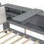 Lit double en bois de pin massif avec tête de lit, 2 tiroirs et planche rotative, tablettes faciles à assembler, et stable-739810960