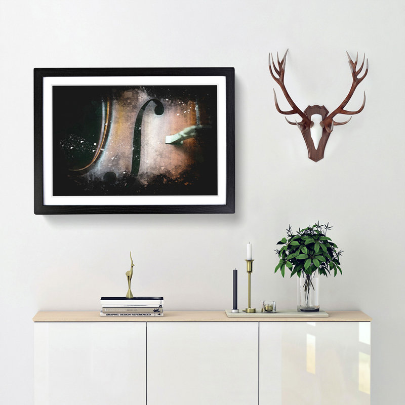 Curves of the Cello - Framed Print, Black Framed, 24cm H x 33cm W x 2cm D