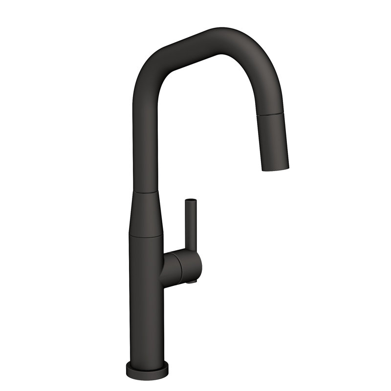 East Square Single Handle Pull Down Kitchen Faucet, Flat Black