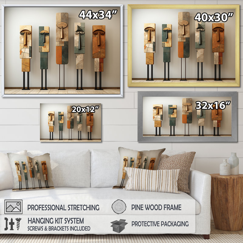 Art traditionnel africain pour totems, H 16 po x l 32 po x P 1 po, Toile tendue