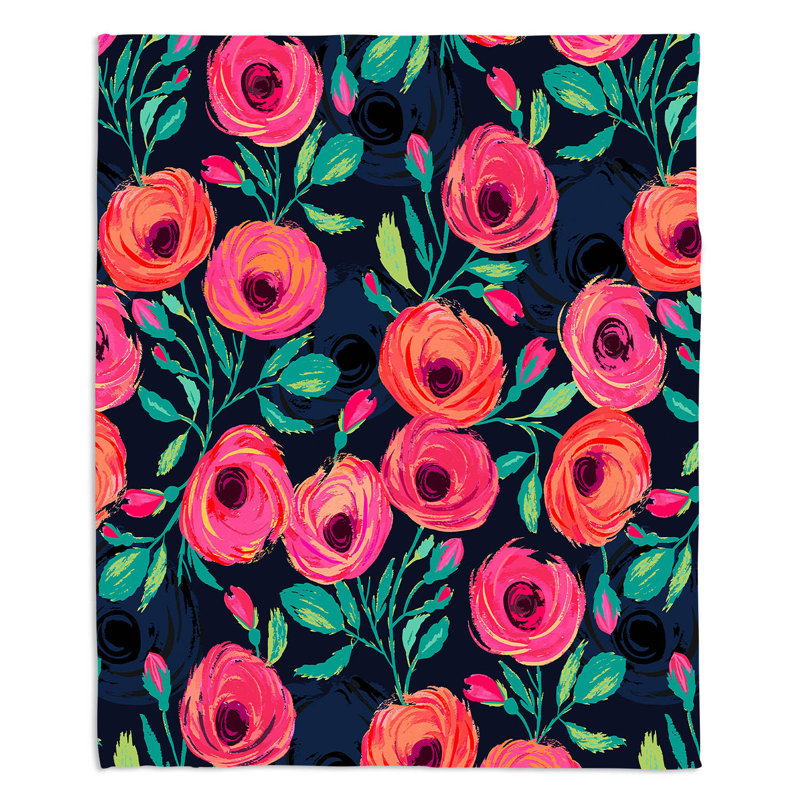 Couverture sherpa doux jardin rose, l 68 po x L 80 po
