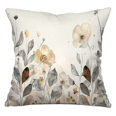 Coussin décoratif réversible en mélange de coton Floral Nature