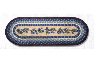 Earth Rugs 13"x36" Blueberry Vine Oval Braided Table Runner in Natural Jute