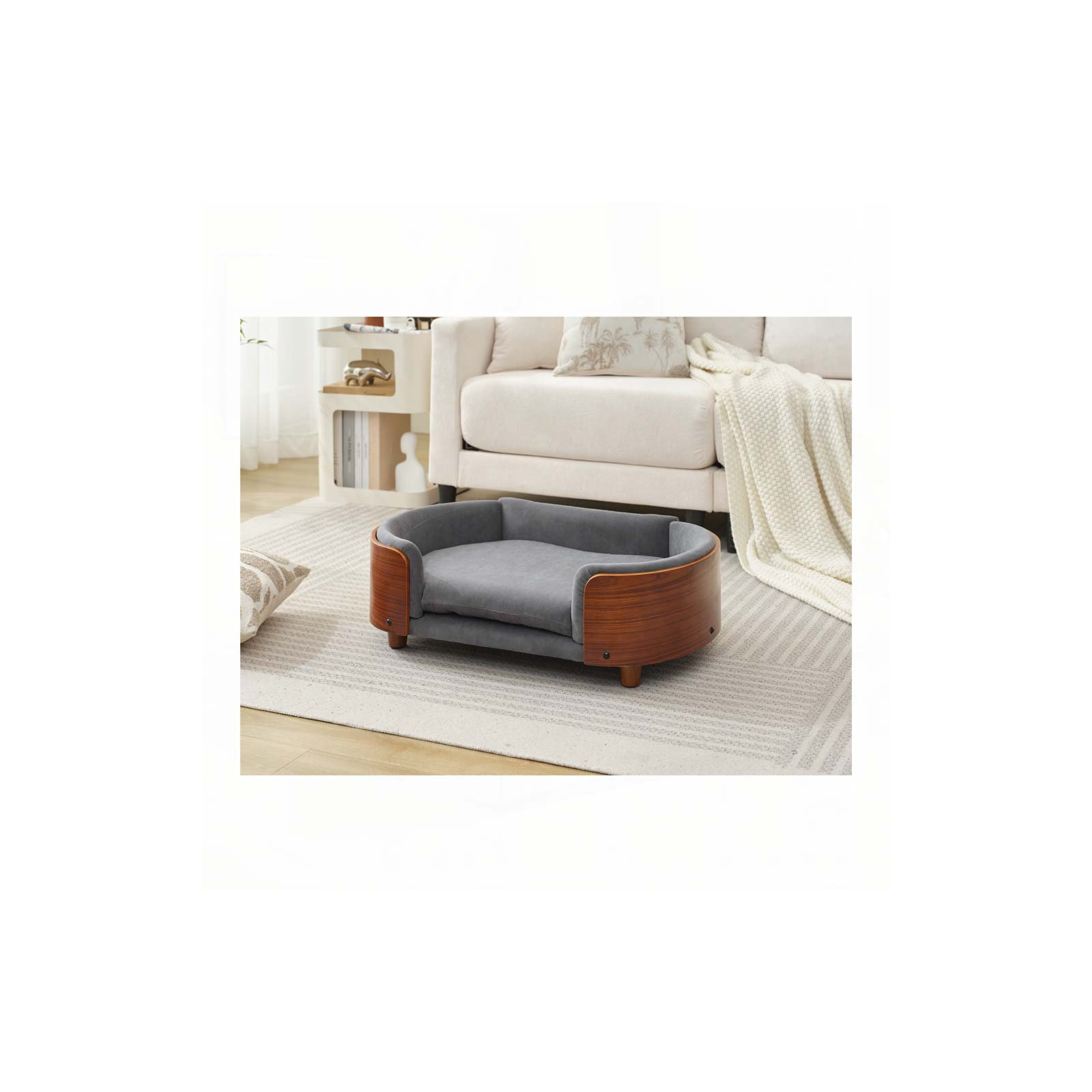 Inira Pet Bed, 30.7" W x 20.08" D x 9.85" H, Beige/Brown
