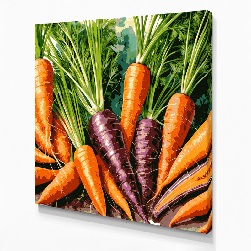 Art mural sur toile légumes carotte brune, H 12 po x l 12 po