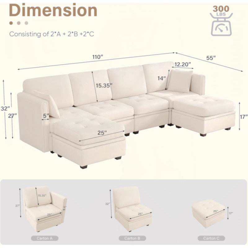 Canapé modulaire, canapé modulaire adapté aux animaux de compagnie avec rangement, canapé modulaire avec canapé-lit, canapé modulaire convertible confortable pour le salon