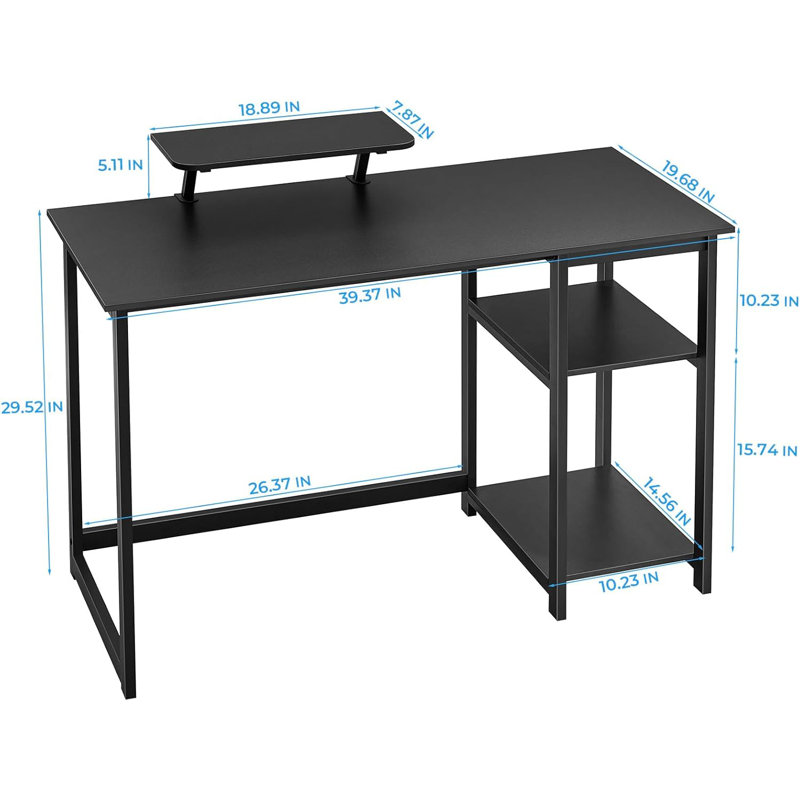 39-Inch Computer Desk, Black