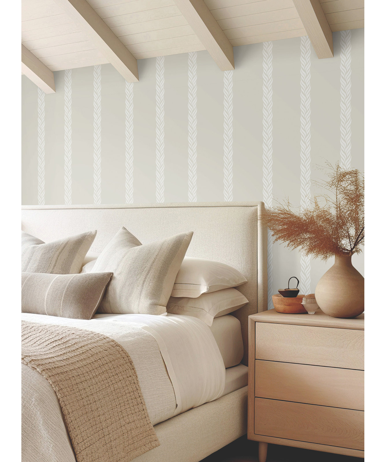 Bowman Striped Wallpaper, Tan