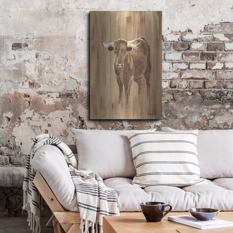 Luxe Wood Art «Wood Panel Longhorn» par Ethan Harp «Wood Panel Longhorn» par Ethan Harper, H 36 po x l 24 po