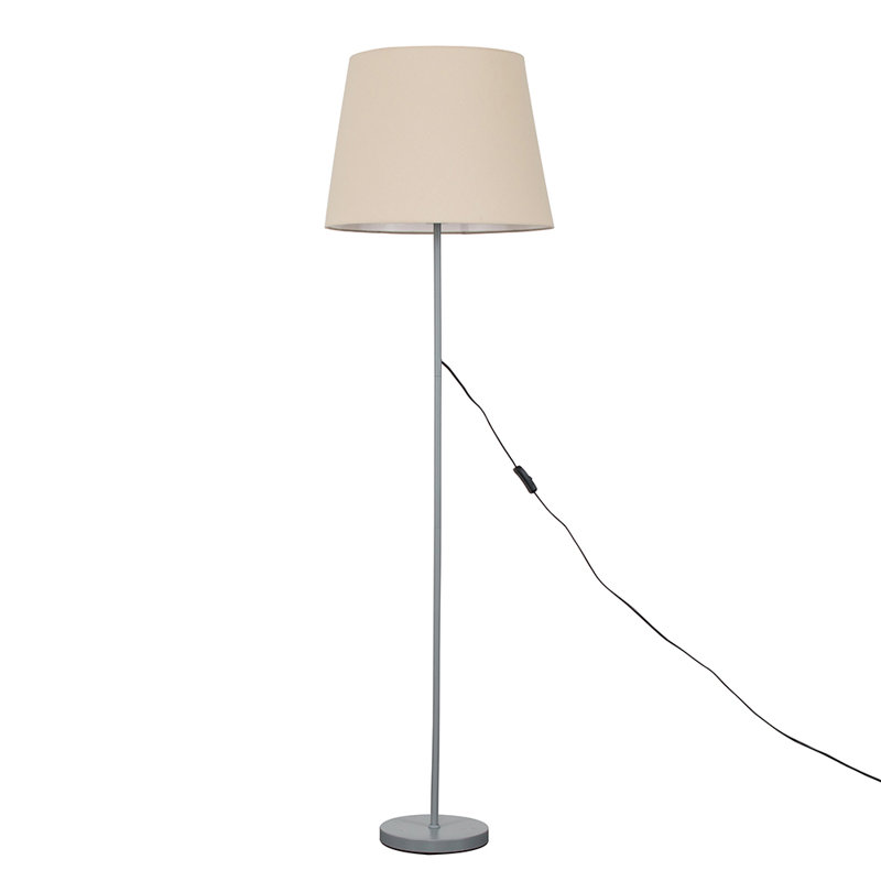 Bekbele 158cm Traditional Floor Lamp, Yes, Beige, Brushed Chrome