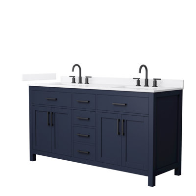 Beckett 66" Freestanding Double Bathroom Vanity with Quartz Top
