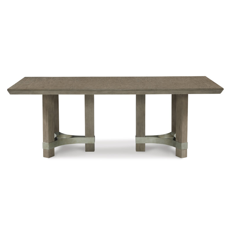 Contemporary Chrestner Solid Oak 84'' Gray Dining Table
