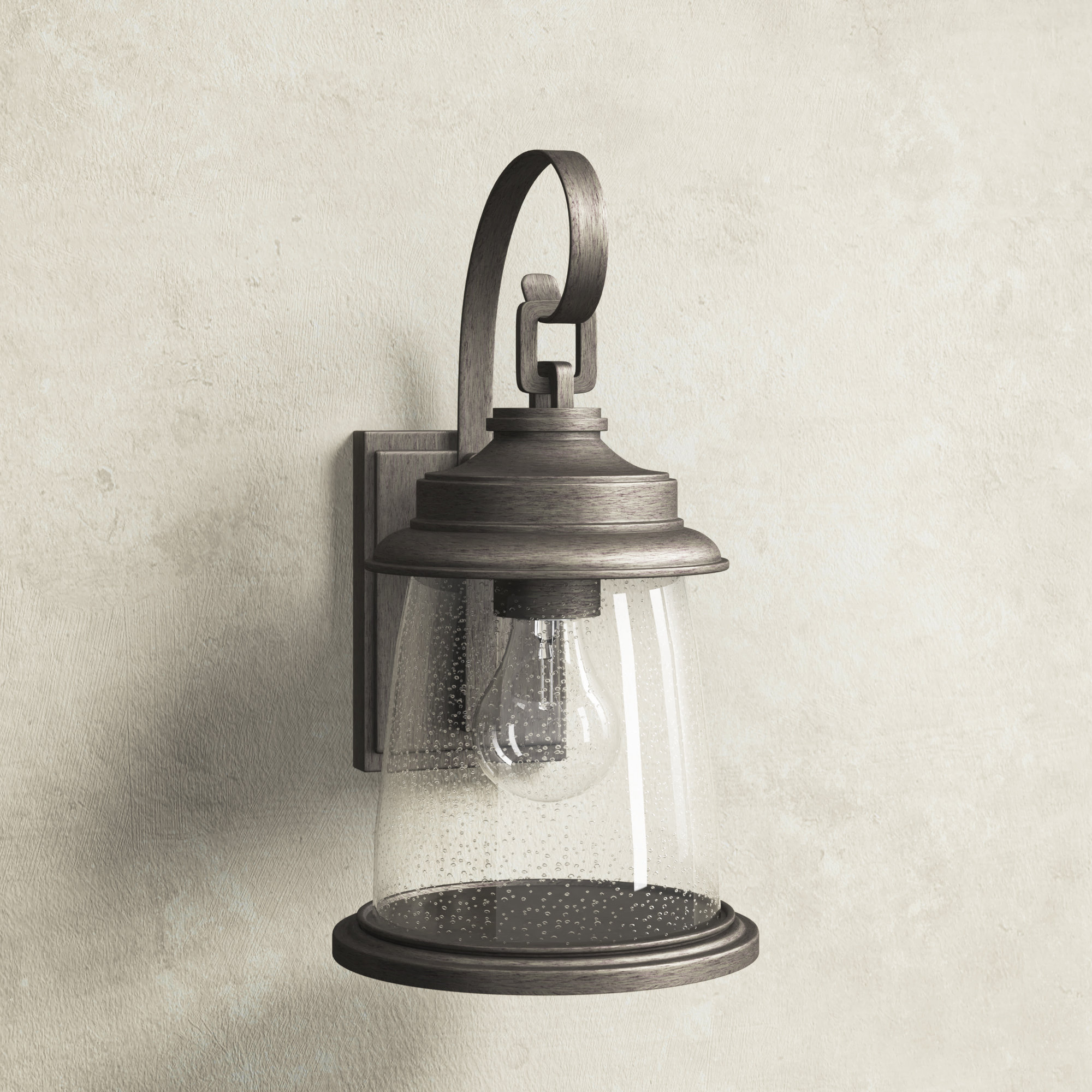 Single Light Bell Outdoor Wall Light, 21" H x 10.88" W x 13.13" D, Antique Pewter