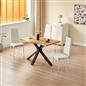 Wooden Dining Table with X-Shaped Iron Legs and 4 Black Metal Chairs Modern Dining Set (75cm), White, 75cmH x 140cmL x 80cmW