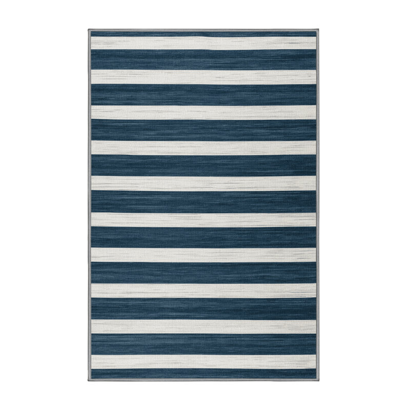 Machine Washable Horizontal Stripes Gray Area Rug, Rectangle 2' x 3'