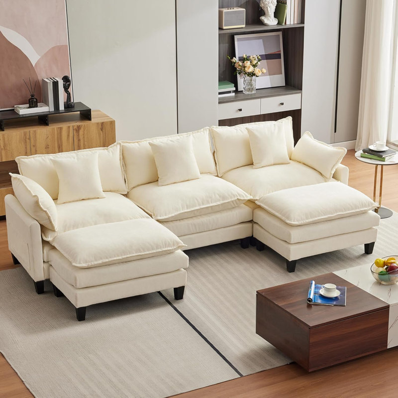 Canapé modulaire 112,2 po, Chenille beige
