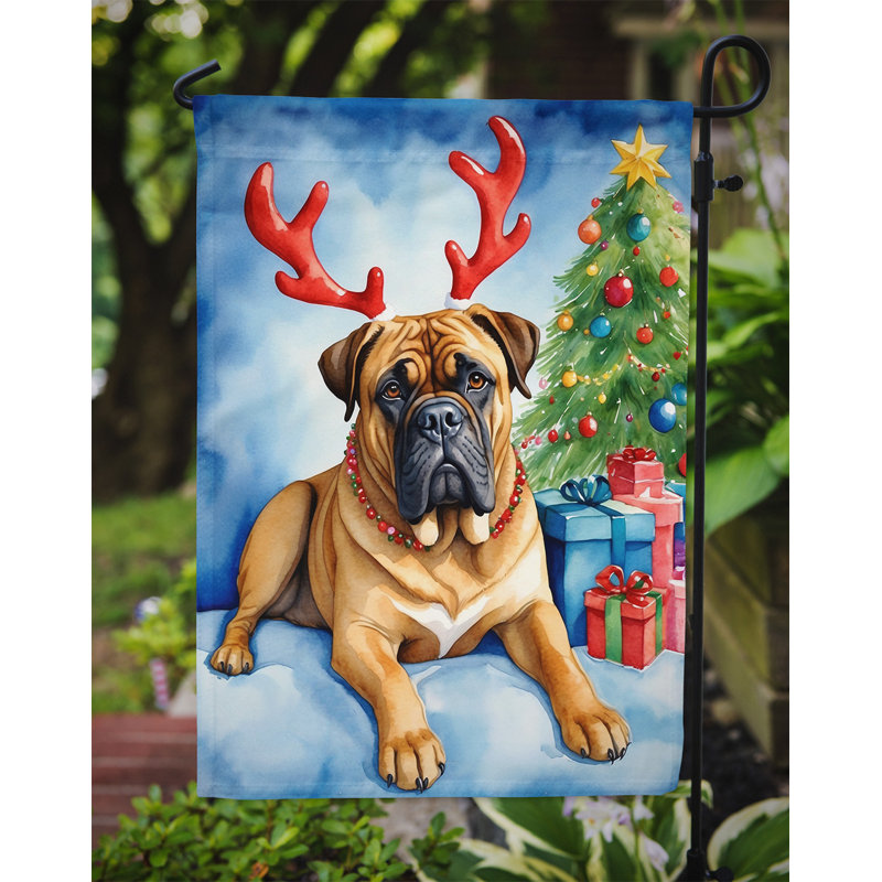 Drapeau de Noël renne de jardin, Bullmastiff