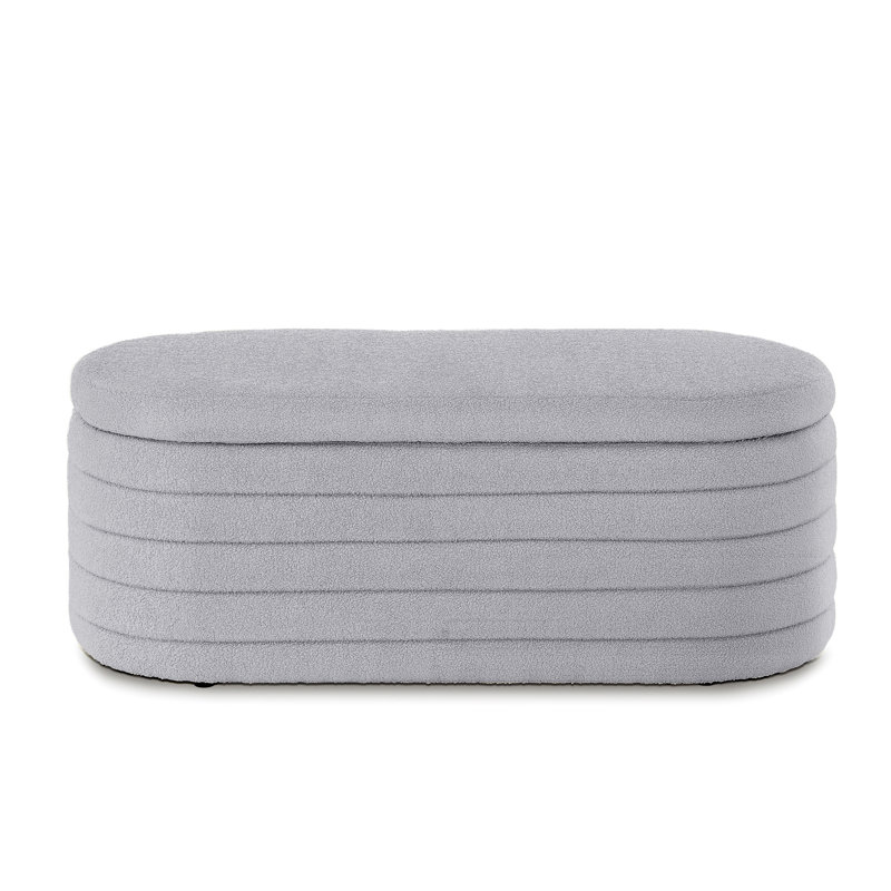 Banc de rangement moderne avec repose-pieds ovale, banc de rangement rembourré en tissu à l'extrémité du lit