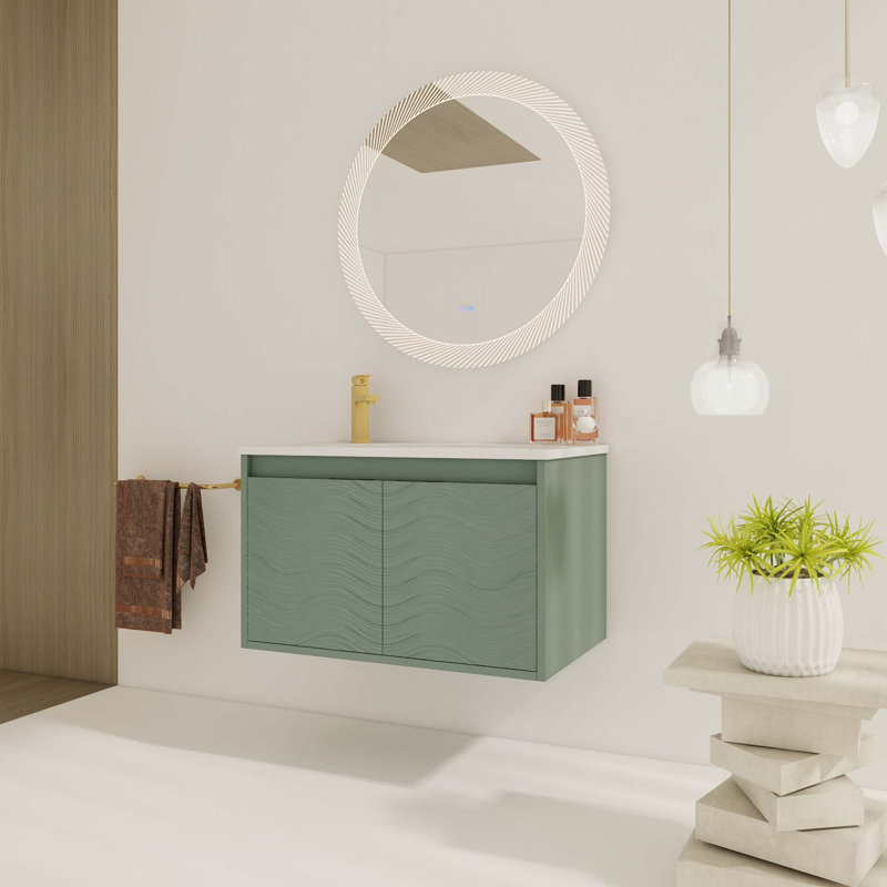 Meuble-lavabo mural avec évier, portes à fermeture douce, pour petite salle de bain