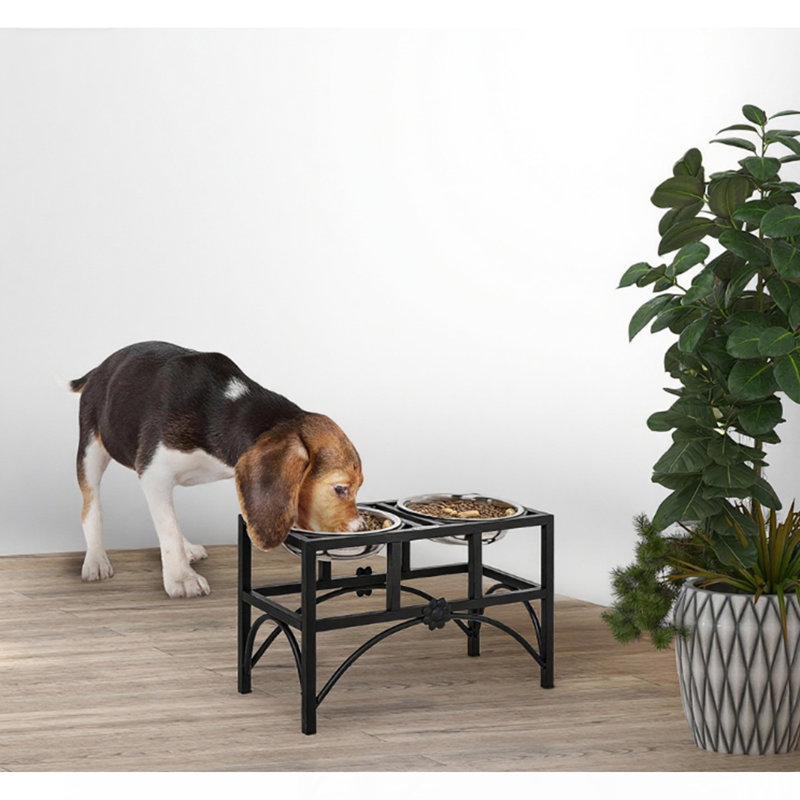 Double Stainless Steel Heavy Duty Dog Food Bowl Elevated Pet Feeding Station